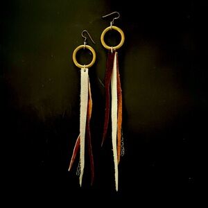 Leather and chain earrings